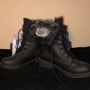 Fuzzy combat boots
